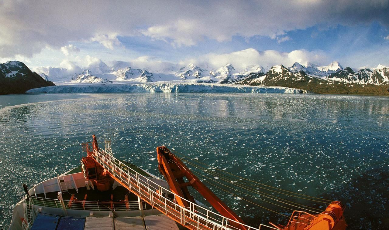 Glacier on South Georgia; bay of whaling station Grytviken. Photo courtesy of Hannes Grobe, Alfred Wegener Institute CC-BY-SA-2.5 Glacier on South Georgia; bay of whaling station Grytviken. Photo courtesy of Hannes Grobe, Alfred Wegener Institute CC-BY-SA-2.5