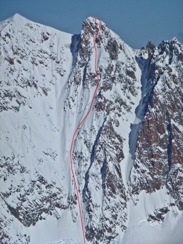 Line der Erstbefahrung Grande Rocheuse Chamonix - Capozzi