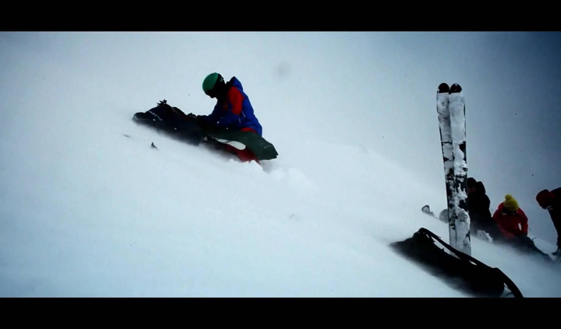 Gettin ready in Iceland Splitboarder getting his stuff ready