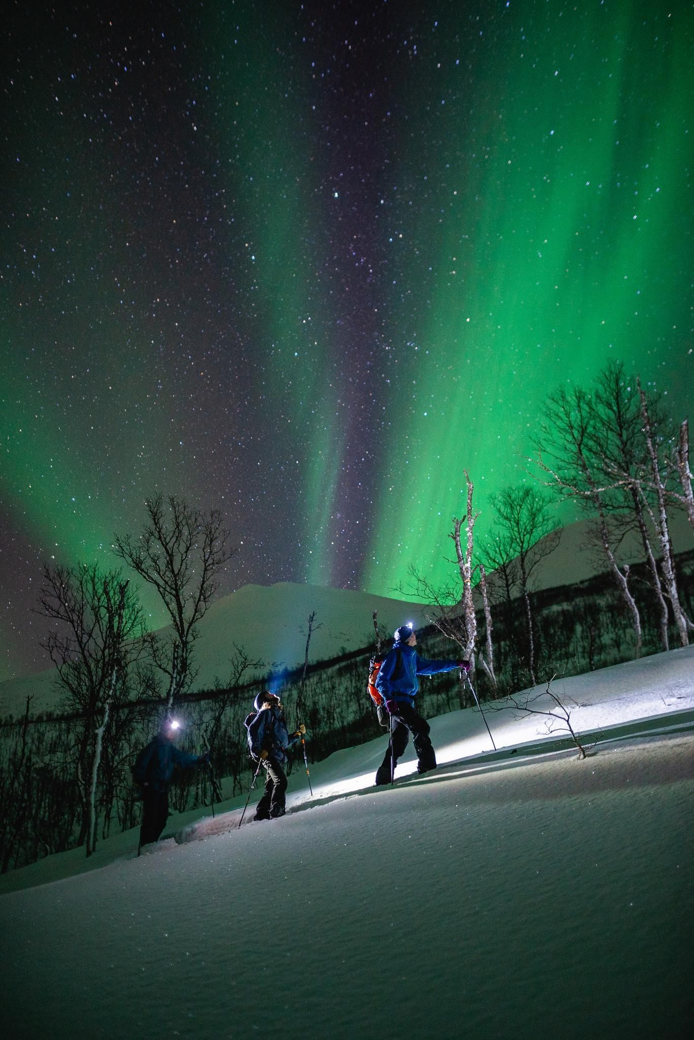 Northernlights splitboarding pic by Isak Dalsfelt