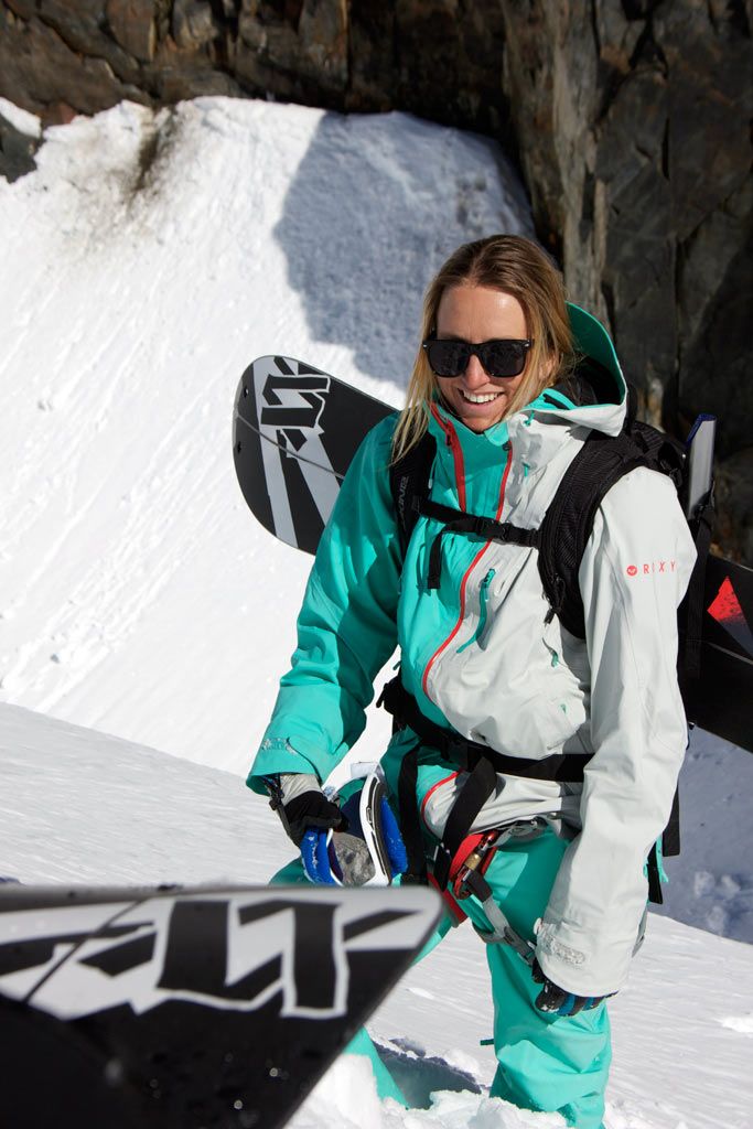 Aline Bock stoked Splitboard Aline Bock after abseiling