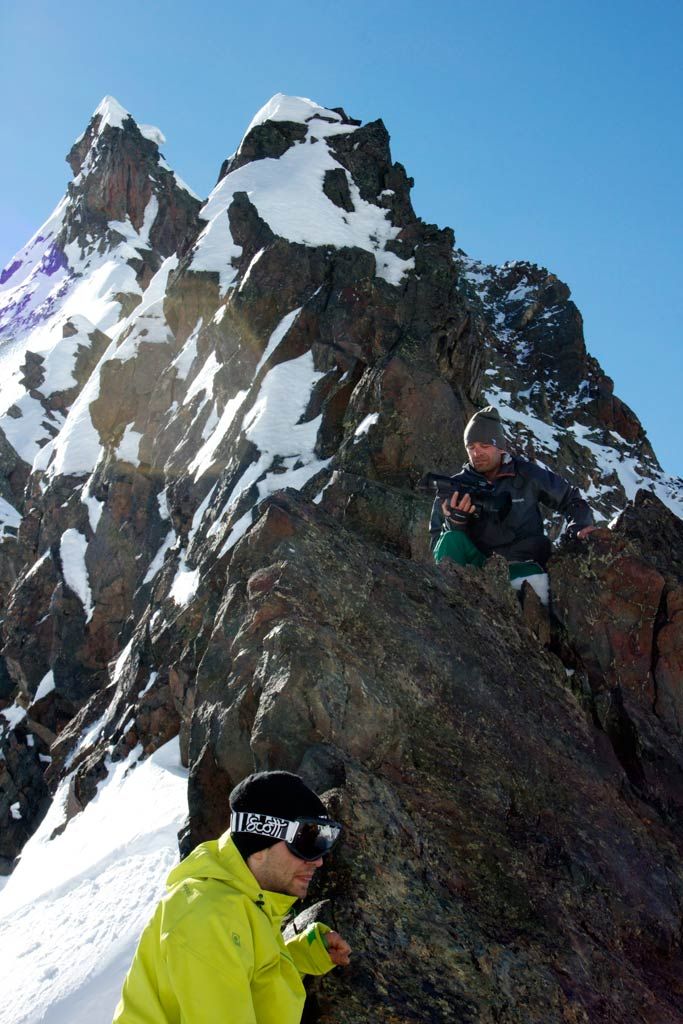 Martin Seiler checking abseil Splitboard, Martin Seiler checks the abseil place