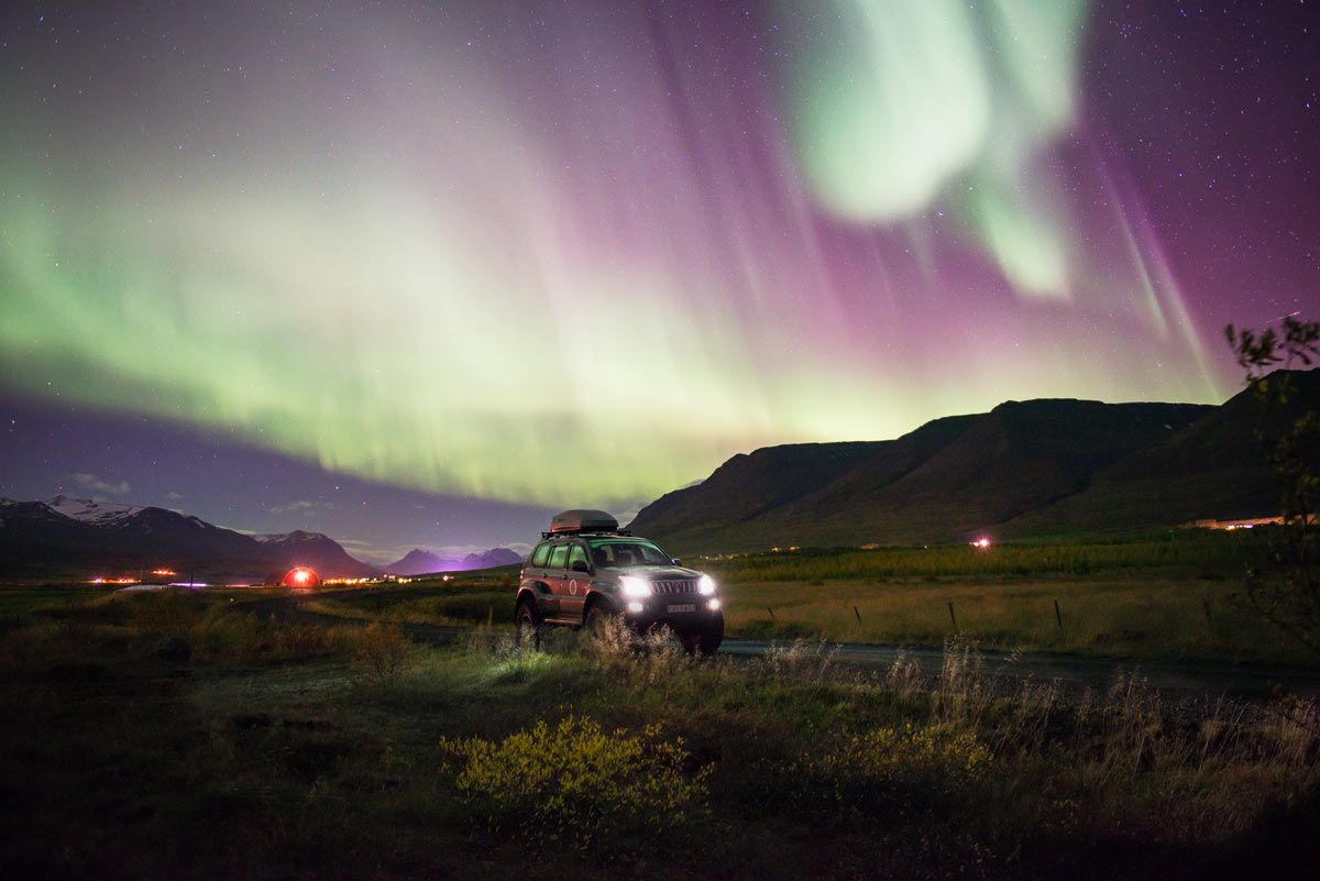 Splitboard Expeditions at the Arctic Circle, Northern Lights beside the city Splitboard Expeditions at the Arctic Circle, Northern Lights beside the city