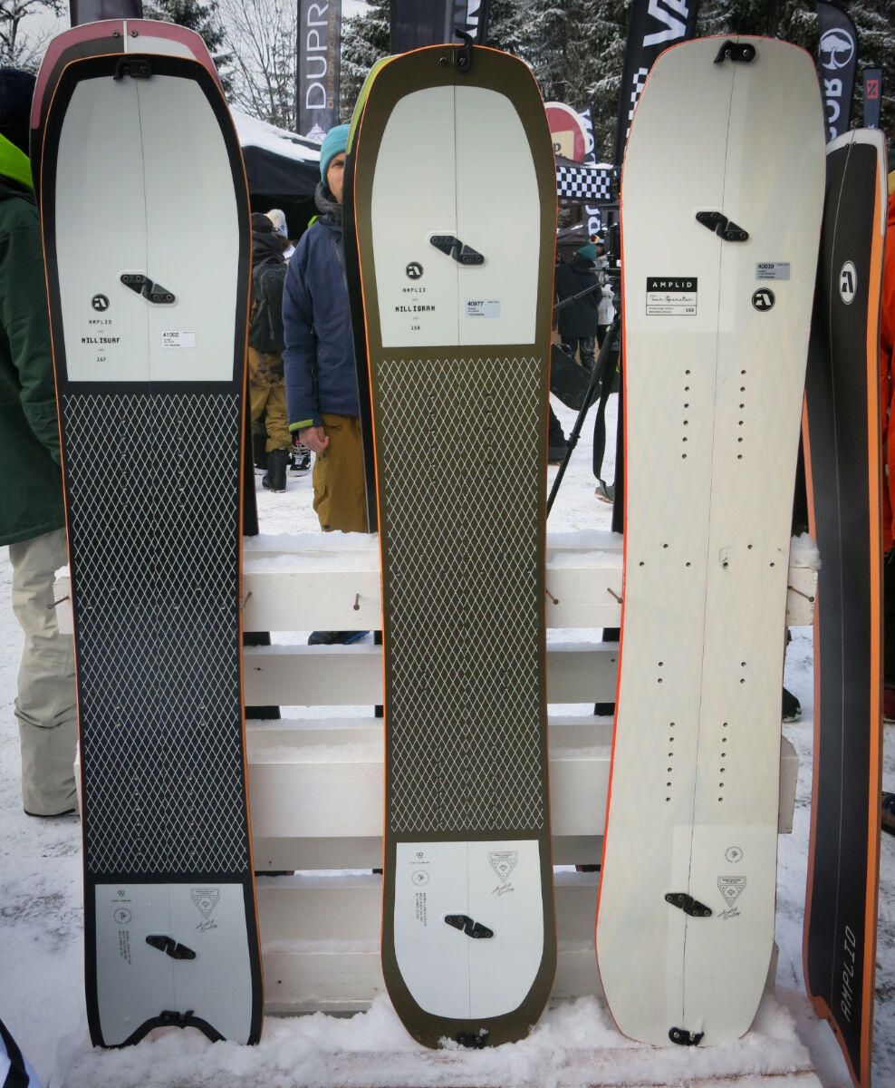 Left: Millisurf, Middle: Milligram, Right: Tour Operator Amplid Splitboards
