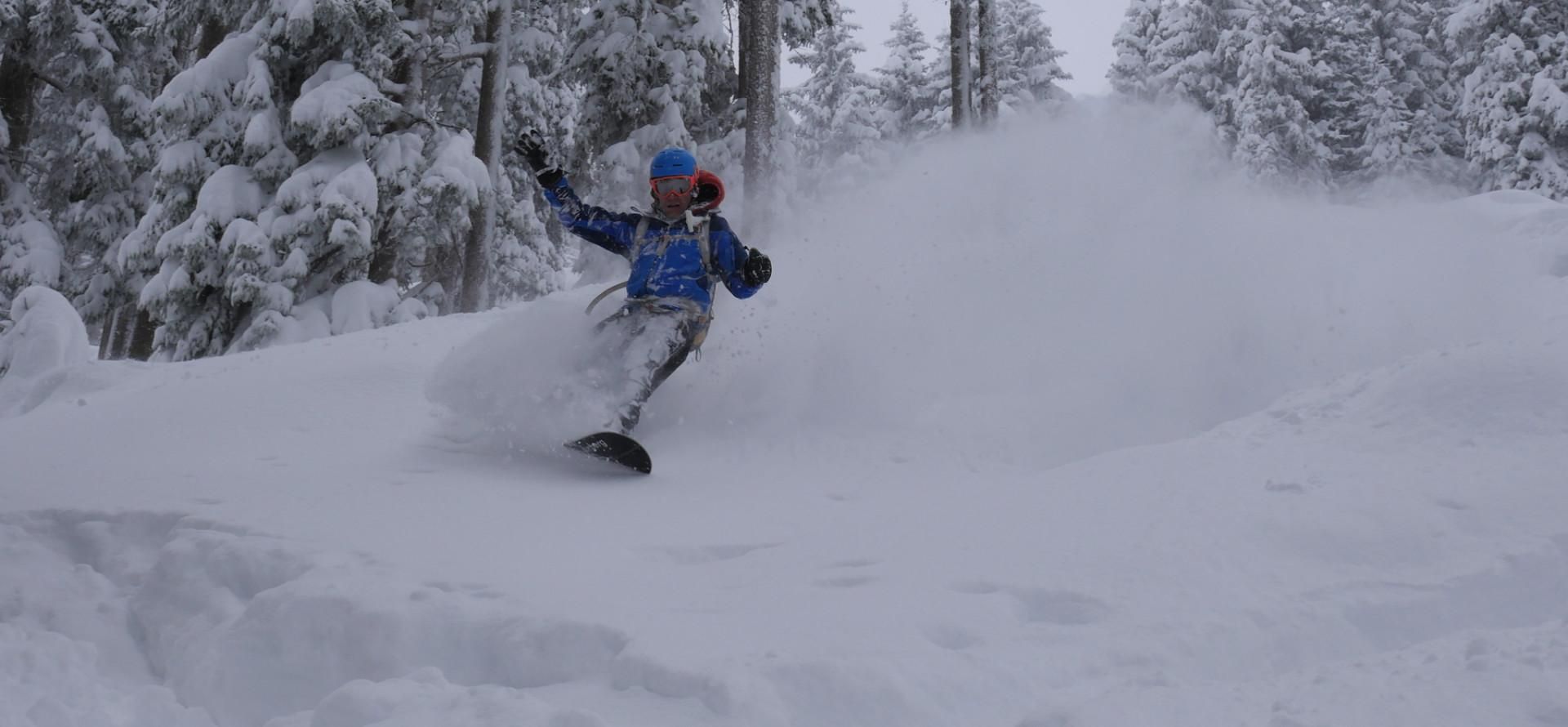 Pow Split during one of our tests in Alpbach Valley Riding