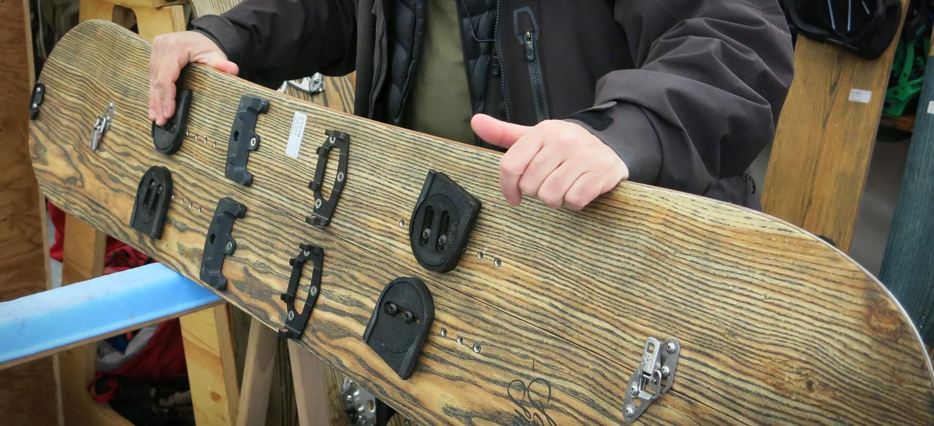 Sandy explaining the tech behind Virtuosa splitboard.