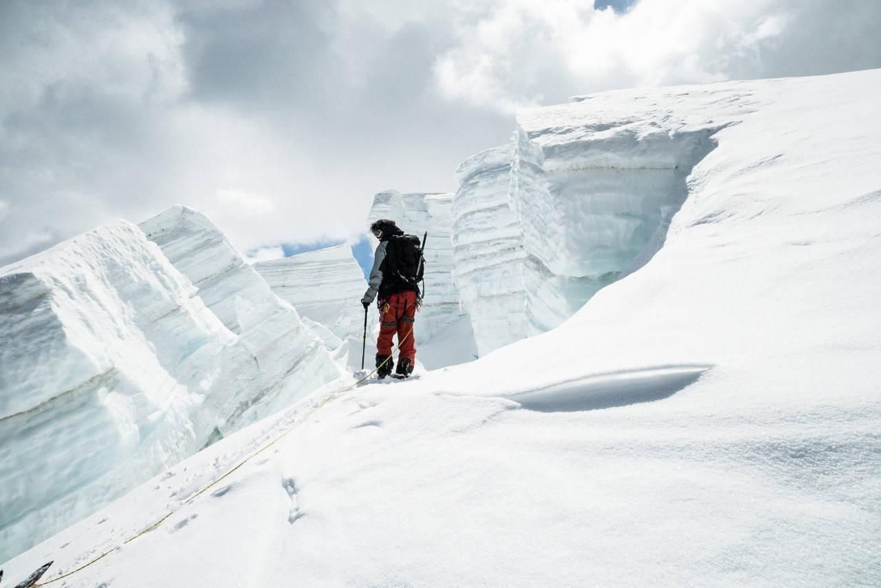 Richy in front of a hughe crevasse The year of the rooster inf ront of a hughe crevasse