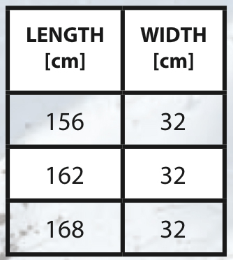 Venture Splitboard Euphoria Sizechart: Venture Splitboard Euphoria Sizechart